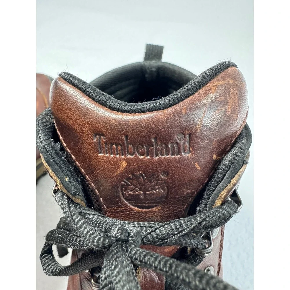 Rugged Timberland Boys 5.5 Hiking Boots Brown Leather 22913 Gorpcore Outdoorsy